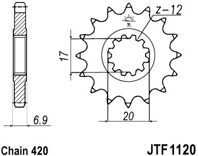 Řetězové kolečko JT JTF 1120-14 14 zubů, 420 JTF1120.14 726.1120-14