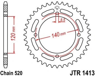 Řetězová rozeta JT JTR 1413-39 39 zubů, 520 JTR1413.39 727.1413-39