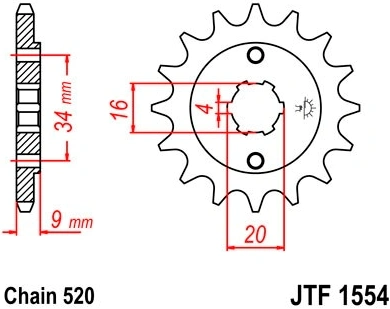 Řetězové kolečko JT JTF 1554-15 15 zubů, 520 JTF1554.15 726.1554.15