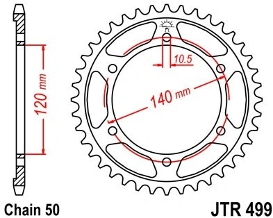 Řetězová rozeta JT JTR 499-52 52 zubů, 530 JTR499.52 727.499-52