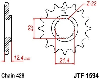 Řetězové kolečko JT JTF 1594-15 15 zubů, 428 JTF1594.15 726.48.64