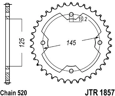Řetězová rozeta JT JTR 1857-36 36 zubů, 520 JTR1857.36 727.1857.36