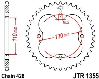 Řetězová rozeta JT JTR 1355-50 50 zubů, 428 JTR1355.50 727.1355-50