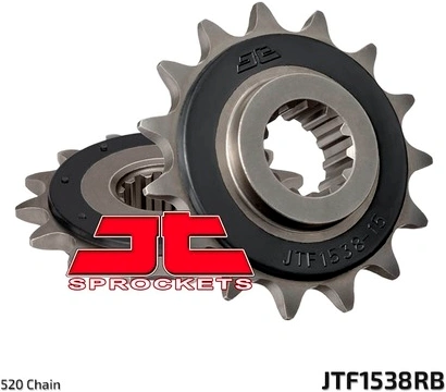 Řetězové kolečko s tlumící gumovou vrstvou pro sekundární řetězy typu 520, JT (15 zubů) M290-3033-15RB