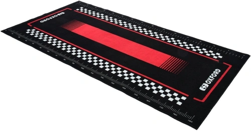 Textilní koberec pod motocykl PITLANE RED L, OXFORD (červená/černá, rozměr 200 x 100 cm, splňující předpisy FIM)