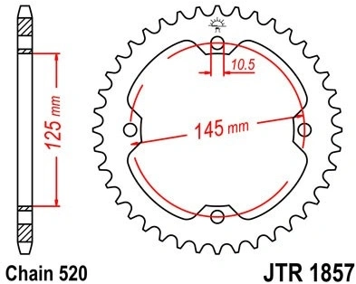 Řetězová rozeta JT JTR 1857-39 39 zubů, 520 JTR1857.39 727.17.86