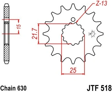 Řetězové kolečko JT JTF 518-16 16 zubů, 630 JTF518.16 726.518-16