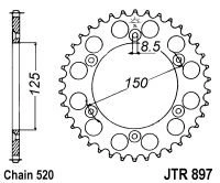 Řetězová rozeta JT JTR 897-52 52 zubů, 520 JTR897.52