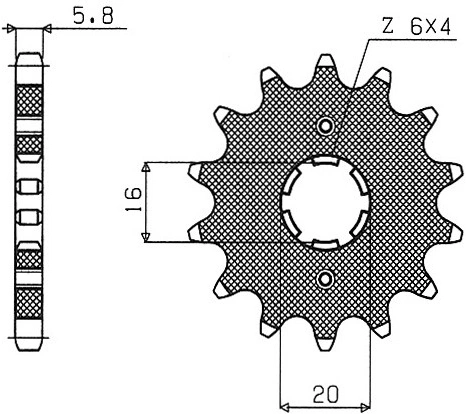 Řetězové kolečko pro sekundární řetězy typu 520, SUNSTAR (14 zubů) M291-3001-14