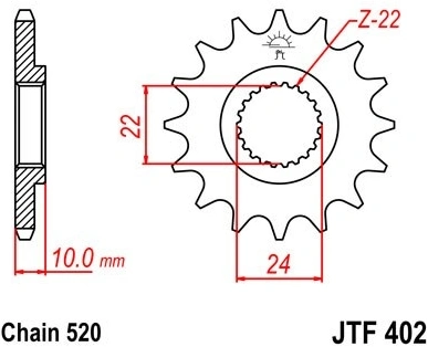 Řetězové kolečko JT JTF 402-13 13 zubů, 520 JTF402.13 726.402-13
