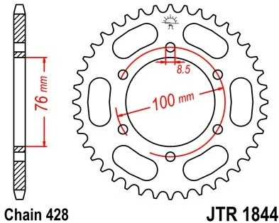 Řetězová rozeta JT JTR 1844-44 44 zubů, 428 JTR1844.44 727.1844-44