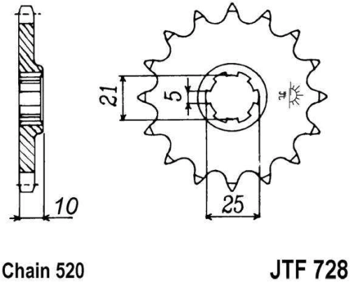 Řetězové kolečko JT JTF 728-16 16 zubů, 520 JTF728.16 726.06.64
