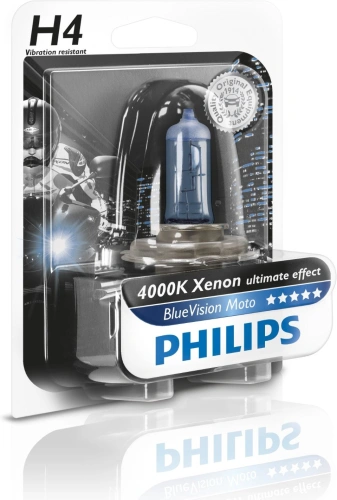 Žárovka Philips H4 Blue Vision Moto, 12V 60/55W - xenonový efekt