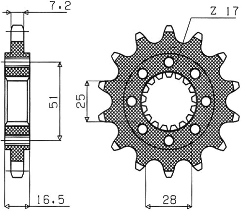 Řetězové kolečko pro sekundární řetězy typu 525, SUNSTAR (16 zubů) M291-4022-16