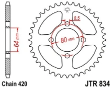Řetězová rozeta JT JTR 834-32 32 zubů, 420 JTR834.32 727.12.57