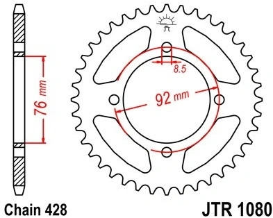 Řetězová rozeta JT JTR 1080-39 39 zubů, 428 JTR1080.39 727.1080-39
