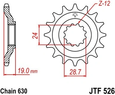 Řetězové kolečko JT JTF 526-15 15 zubů, 630 JTF526.15 726.05.08