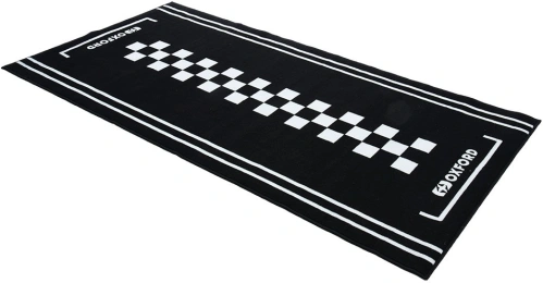 Textilní koberec pod motocykl CAFE L, OXFORD (bílá/černá, rozměr 200 x 100 cm, splňující předpisy FIM)