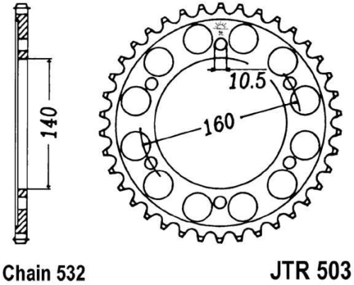 Řetězová rozeta JT JTR 503-45 45 zubů, 532 JTR503.45 727.40.53