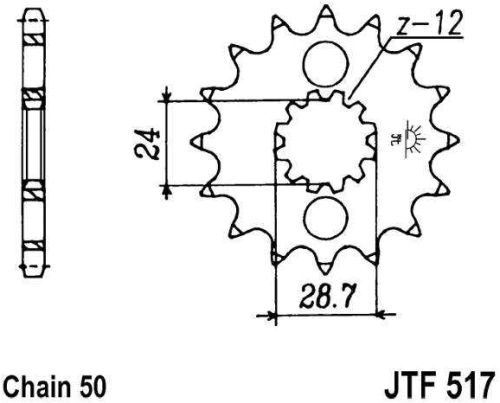 Řetězové kolečko JT JTF 517-16 16 zubů, 530 JTF517.16 726.20.09