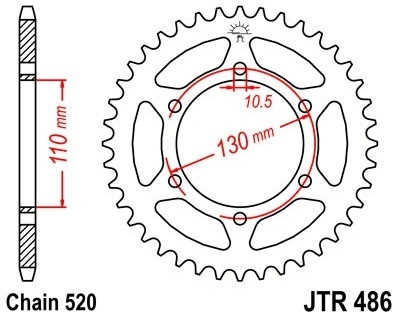 Řetězová rozeta JT JTR 486-43 43 zubů, 520 JTR486.43 727.24.79