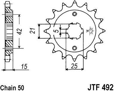 Řetězové kolečko JT JTF 492-14 14 zubů, 530 JTF492.14 726.492-14
