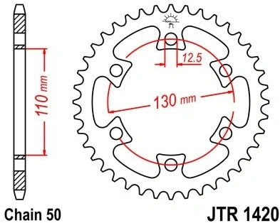 Řetězová rozeta JT JTR 1420-40 40 zubů, 530 JTR1420.40 727.07.54