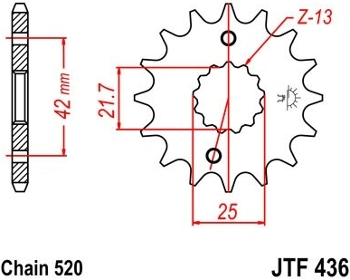 Řetězové kolečko JT JTF 436-15 15 zubů, 520 JTF436.15 726.44.92