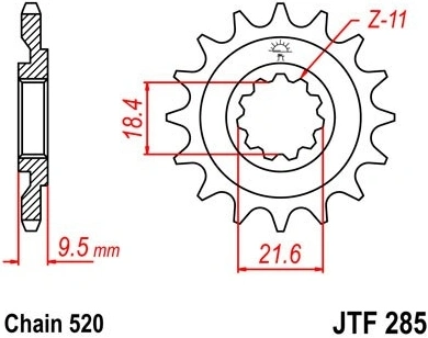 Řetězové kolečko JT JTF 285-14 14 zubů, 520 JTF285.14 726.285-14