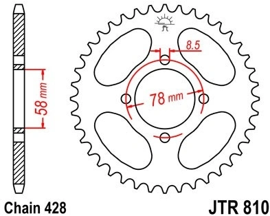 Řetězová rozeta JT JTR 810-50 50 zubů, 428 JTR810.50 727.810-50