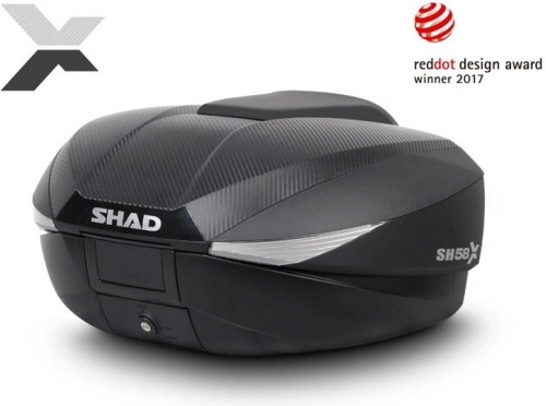 Vrchní kufr na motorku SHAD SH58X karbon (rozšiřitelný koncept) se zámkem PREMIUM