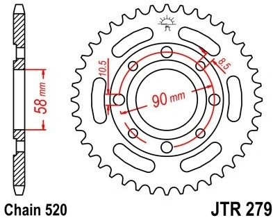 Řetězová rozeta JT JTR 279-30 30 zubů, 520 JTR279.30 727.279-30