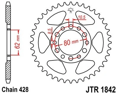 Řetězová rozeta JT JTR 1842-51 51 zubů, 428 JTR1842.51 727.69.91