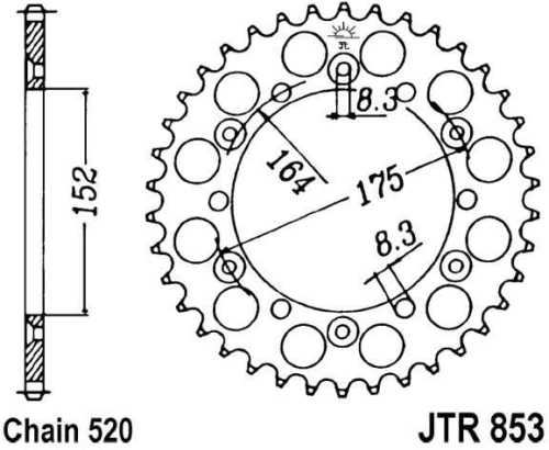 Řetězová rozeta JT JTR 853-42 42 zubů, 520 JTR853.42 727.23.47