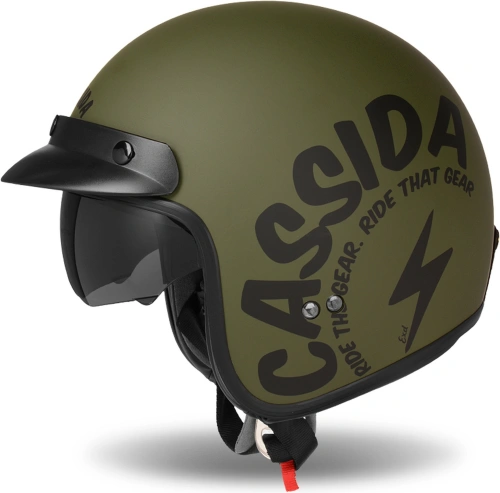 Otevřená motocyklová helma Oxygen Gear, CASSIDA - ČR (zelená matná/černá, vel. XS)