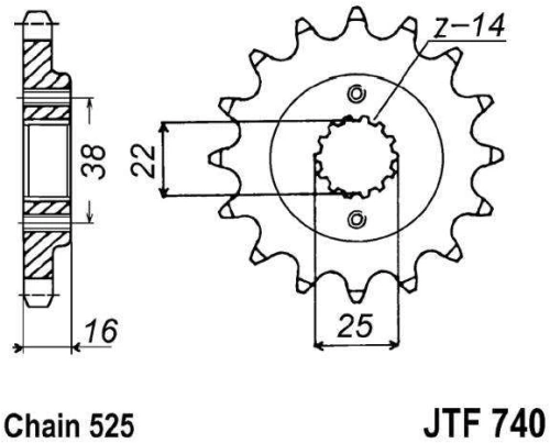 Řetězové kolečko JT JTF 740-14 14 zubů, 525 JTF740.14 726.03.18
