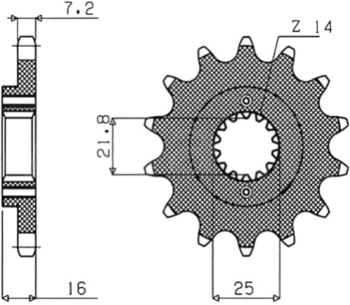 Řetězové kolečko pro sekundární řetězy typu 525, SUNSTAR (14 zubů) M291-4013-14