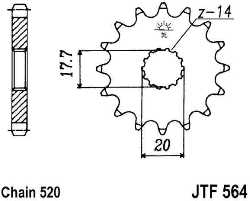 Řetězové kolečko JT JTF 564-13 13 zubů, 520 JTF564.13 726.34.45