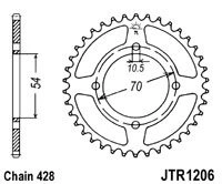 Řetězová rozeta JT JTR 1206-44 44 zubů, 428 JTR1206.44 727.1206.44