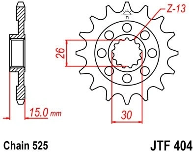 Řetězové kolečko JT JTF 404-17RB 17 zubů, 525 pogumované JTF404.17RB 726.18.86