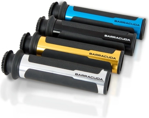 Motocyklové rukojeti Barracuda Racing Supergrip 120mm, na řidítka 22 mm (7/8") - černá/modrá (pár) guma/hliník, délka 120mm, otevřené