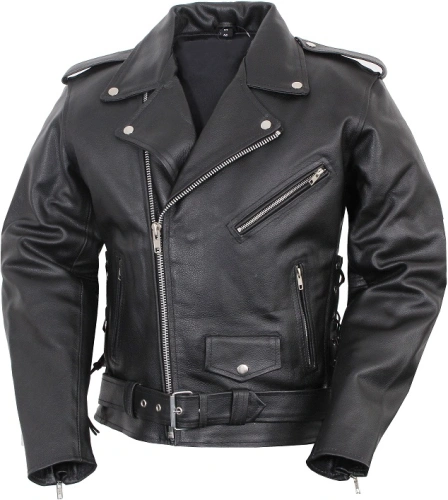 Pánská kožená bunda - křivák na motorku RSA - černá