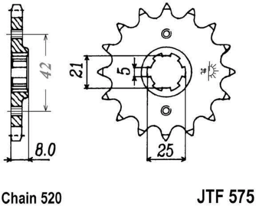 Řetězové kolečko JT JTF 575-14 14 zubů, 520 JTF575.14 726.34.52