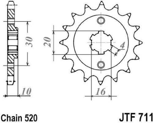 Řetězové kolečko JT JTF 711-14 14 zubů, 520 JTF711.14 726.05.99