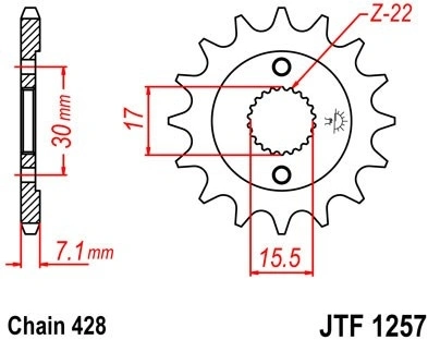 Řetězové kolečko JT JTF 1257-15 15 zubů, 428 JTF1257.15 726.43.93