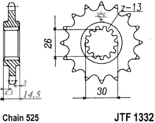 Řetězové kolečko JT JTF 1332-15RB 15 zubů, 525 JTF1332.15RB 726.29.42
