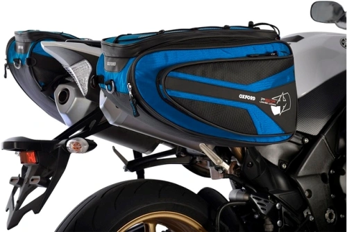 Boční brašny na motocykl P50R, OXFORD (černé/modré, objem 50 l, pár)