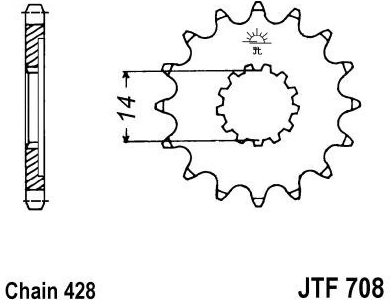 Řetězové kolečko JT JTF 708-13 13 zubů, 428 JTF708.13 726.708-13