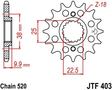 Řetězové kolečko JT JTF 403-13 13 zubů, 520 JTF403.13 726.403-13