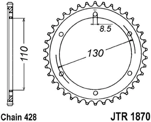 Řetězová rozeta JT JTR 1870-46 46 zubů, 428 JTR1870.46 727.65.61